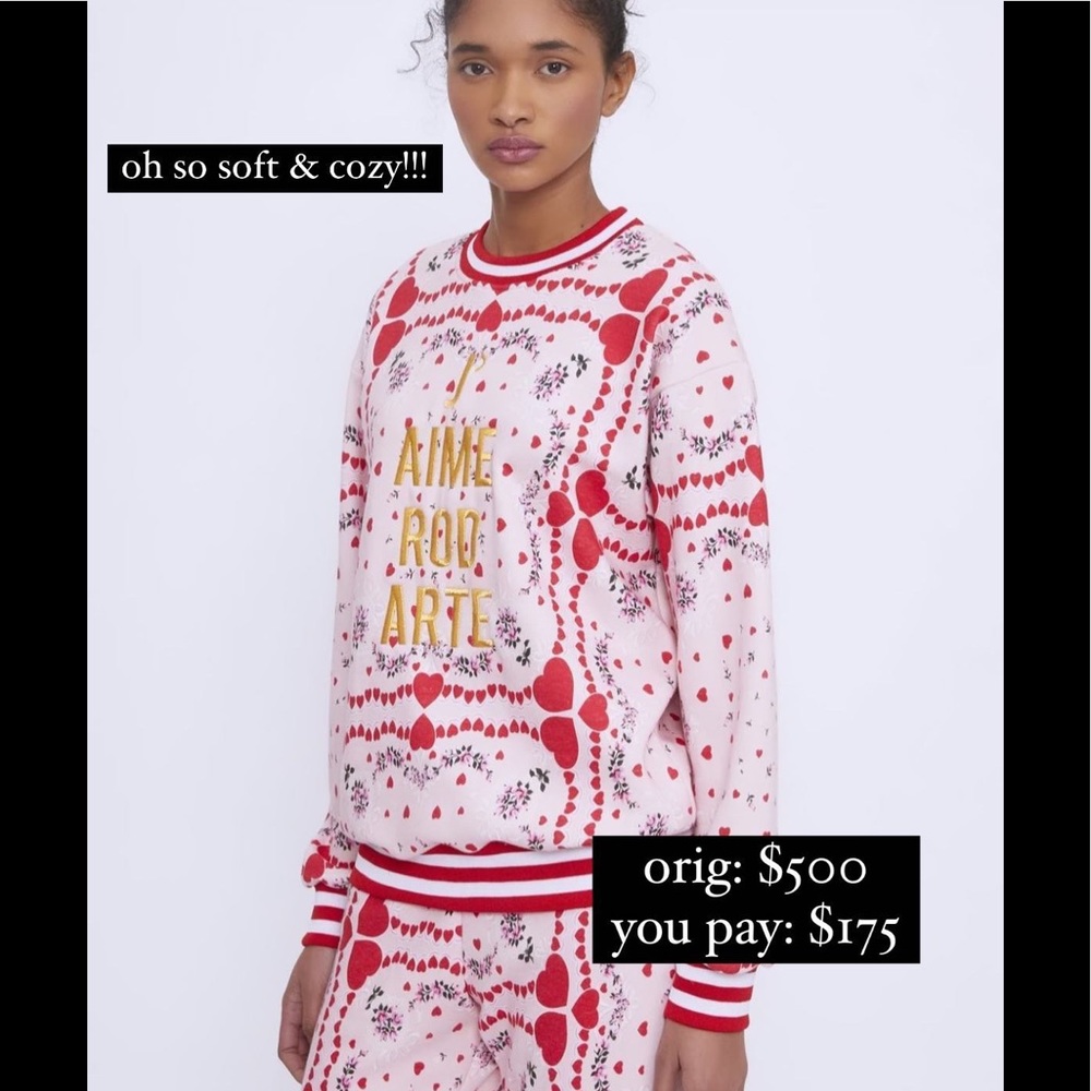 Beautiful embroidered Rodarte Sweatshirt with metallic gold stitching